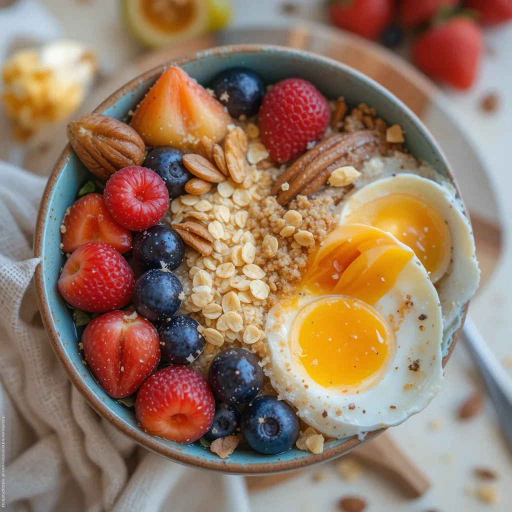Mon Petit Déjeuner Musculation Fait Maison : Simple Et Efficace 4 Petit déjeuner protéiné avec œufs durs, banane, granola et fruits rouges