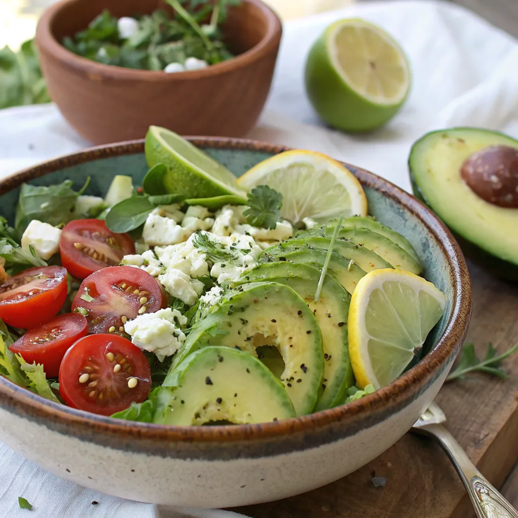 Top 1 Recette Salade Avocat Simple Et Rapide 5 salade avocat avec feta, huile d’olive et graines