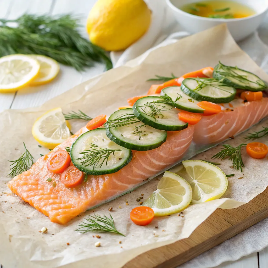 Papillote Saumon Four : Un Plaisir Simple à Savourer Sans Culpabilité 5 montage papillote saumon four légumes citron
