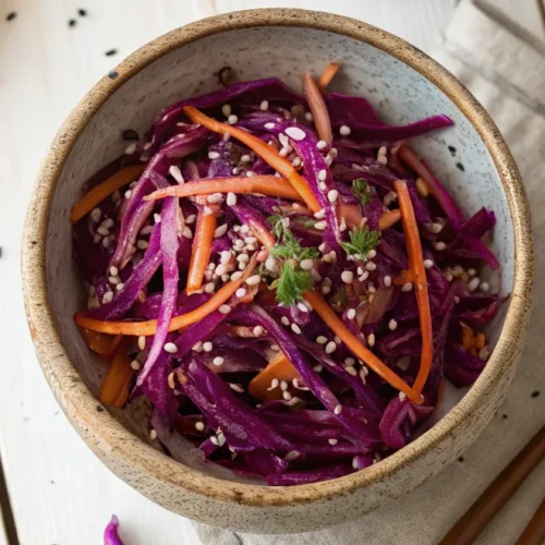 vue du dessus bol salade chou rouge japonaise