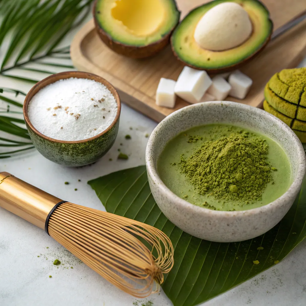 Matcha Latte : Recette Maison Simple et Bienfaits Santé Inattendus 4 ingrédients matcha latte maison alignés