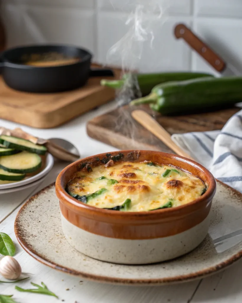 Courgettes Au Four : Secrets D’une Cuisson Croustillante 5 Gratin de courgettes au four encore fumant