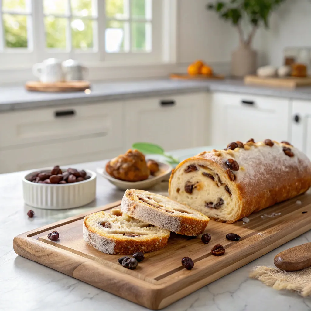 Calorie Pain Aux Raisins : TOP 1 Guide Nutritionnel Complet 3 pain aux raisins coupé avec garniture visible en cuisine