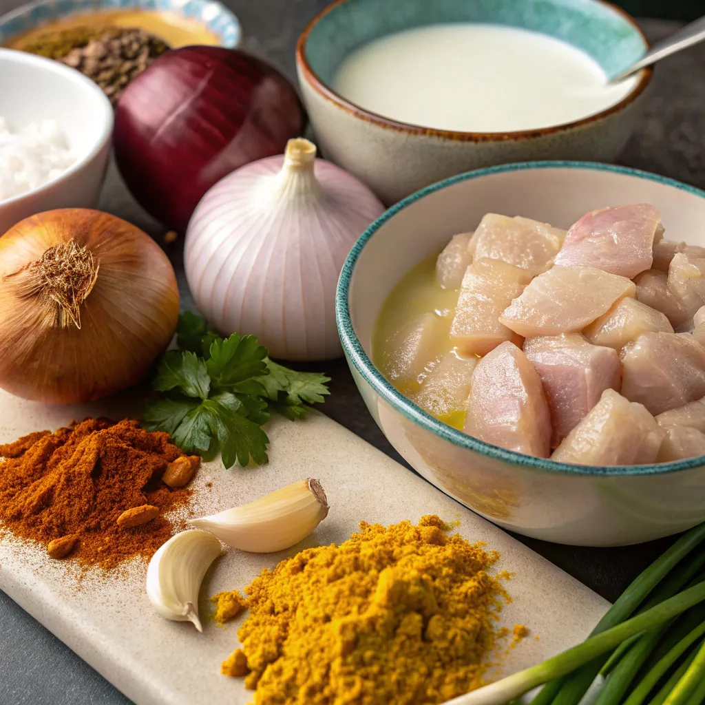 Poulet Au Curry Une Recette Simple Et Gourmande 3 Ingrédients frais pour préparer un poulet au curry maison