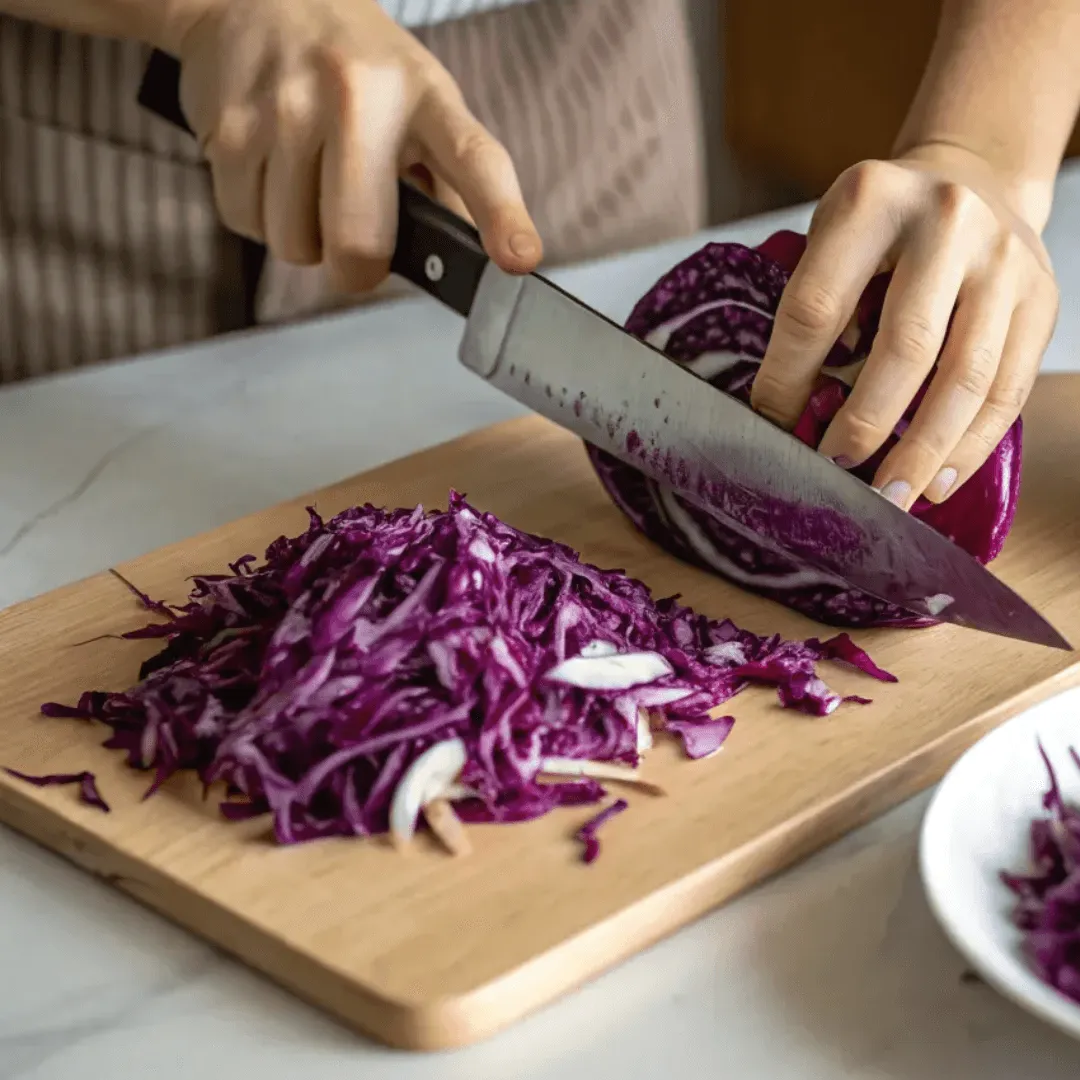 Chou Rouge Mariné Japonais Fait Maison : Simple Et Délicieux 4 Découpe du chou rouge pour la marinade japonaise