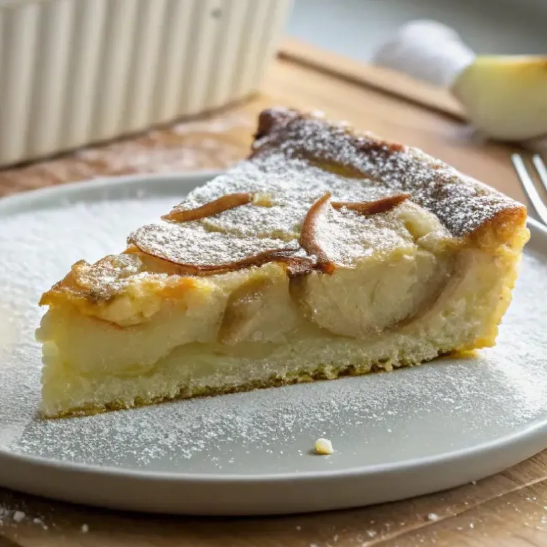 part de flognarde aux pommes moelleuse servie