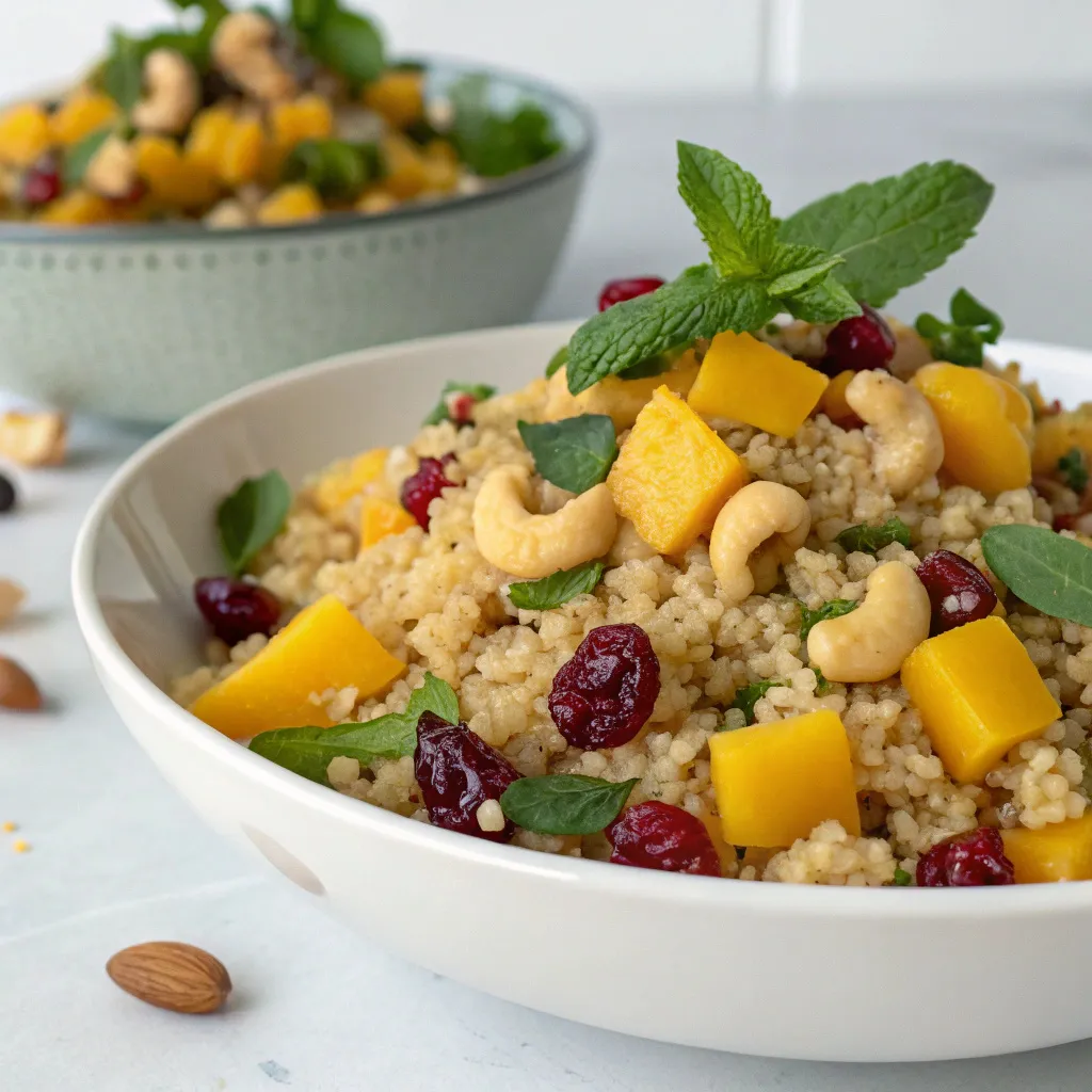 Salade De Quinoa Le Plat Simple Qui Fait Toujours Plaisir 7 Salade de quinoa sucrée-salée à la mangue, cranberries et noix de cajou