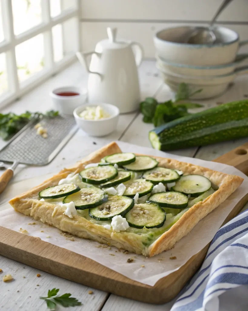 Tarte courgette – recette simple & gourmande 4 Tarte courgette sur pâte feuilletée avec fromage