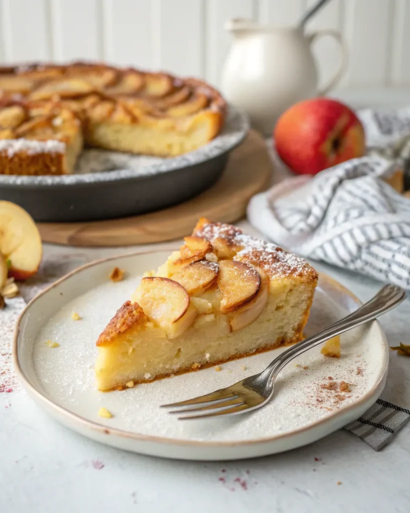 Flognarde Aux Pommes Plaisir Simple Et Sincère 7 part de flognarde aux pommes moelleuse servie en assiette