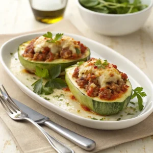 Courgettes farcies au bœuf, gratinées