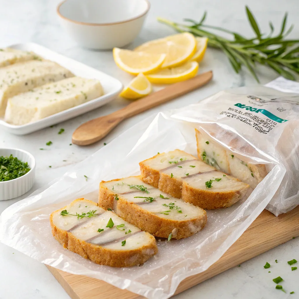 Le Meilleur Pain de Poisson Maison : Recette Simple et Équilibrée 9 Tranches de pain de poisson conservées sous vide, prêtes à être servies froides