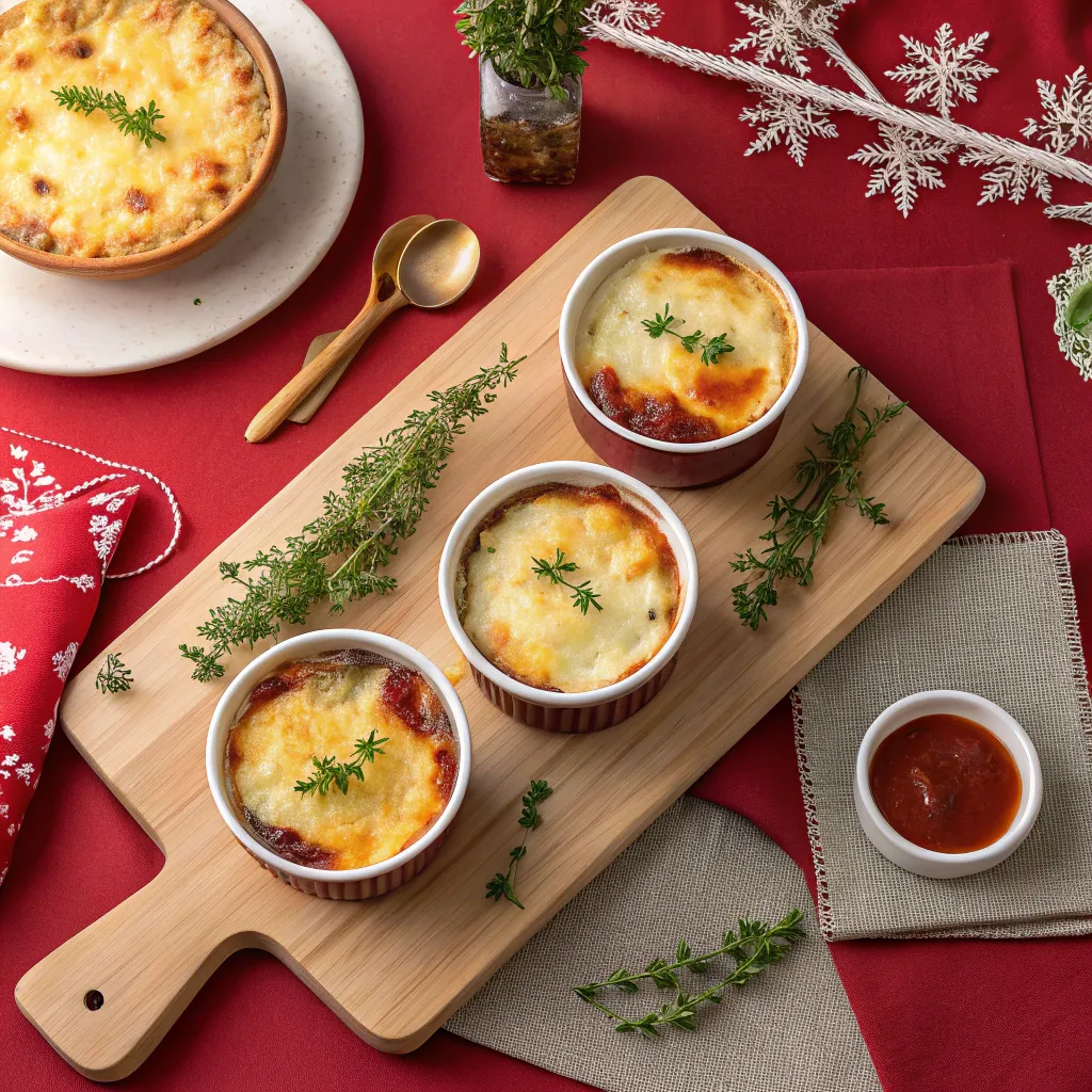 Parmentier de canard en portions individuelles, purée crémeuse et gratin doré pour un repas élégant