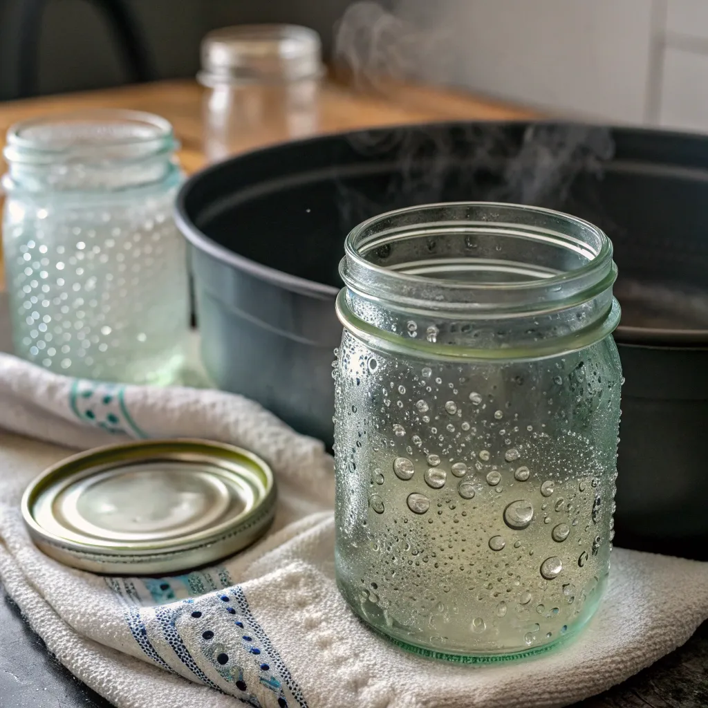 “Plats En Bocaux : Guide Simple Et Recettes Maison Qui Se Conservent Longtemps” 5 Bocaux stérilisés prêts à être remplis de plats maison