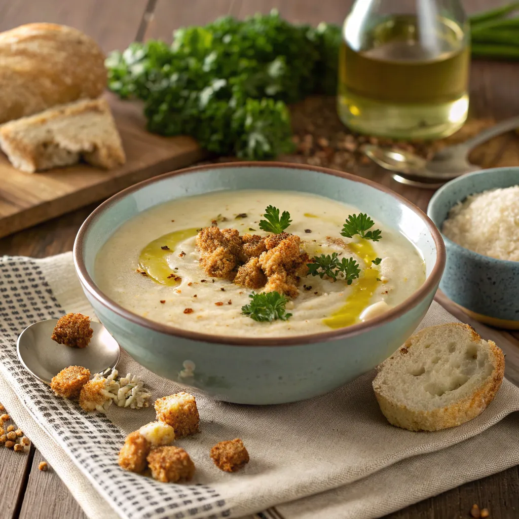 Comment Faire Une Soupe Au Chou- Fleur 2025 ? La Recette Simple Et Ses Variations Gourmandes 5 soupe chou fleur crémeuse servie avec croûtons maison et filet d’huile d’olive