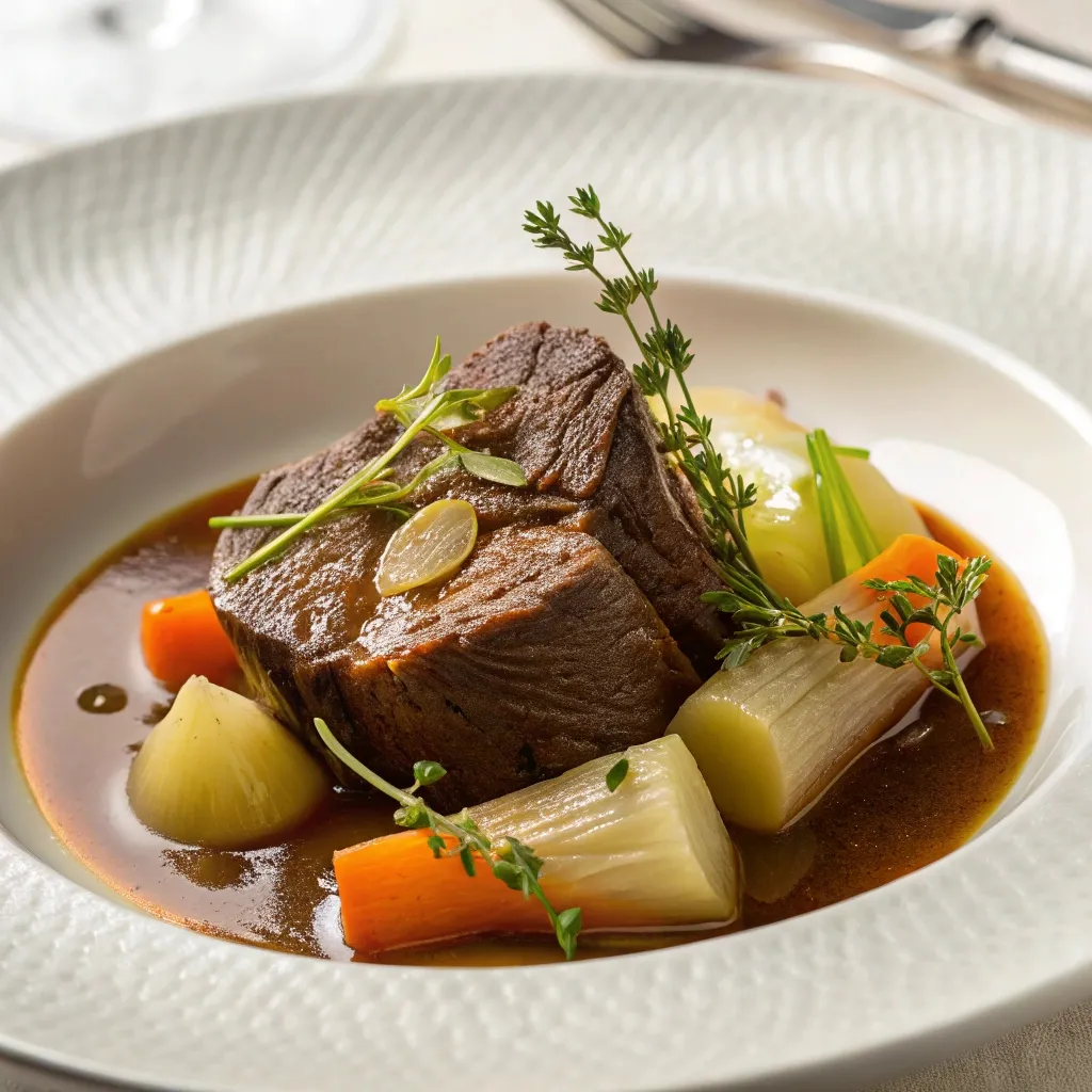 pot-au-feu recette traditionnelle dressé dans une assiette