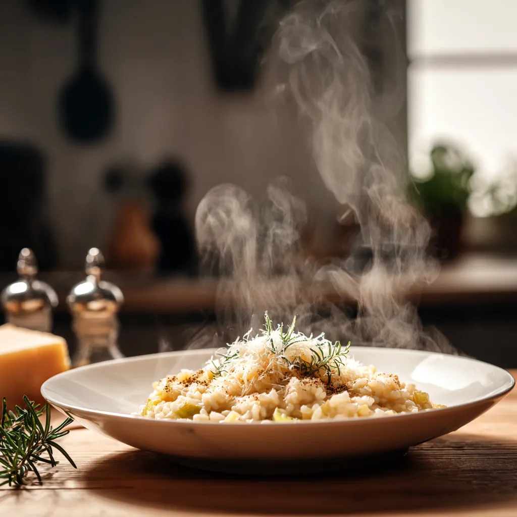 risotto maison servi chaud parmesan et romarin