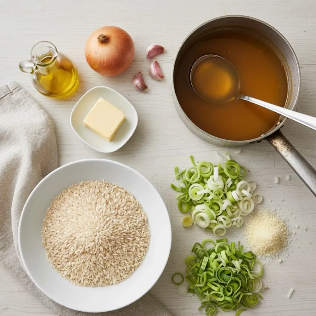 ingrédients risotto parmesan oignon bouillon