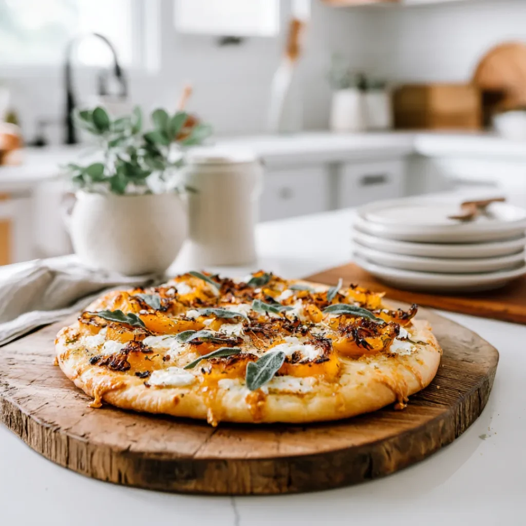 Pizza à la Courge: La Recette Facile et Délicieuse ! 5 Pizza à la courge butternut maison sur planche en bois