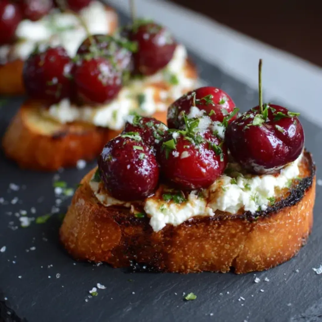Crostini Chèvre Cerises Fraîches élégants.