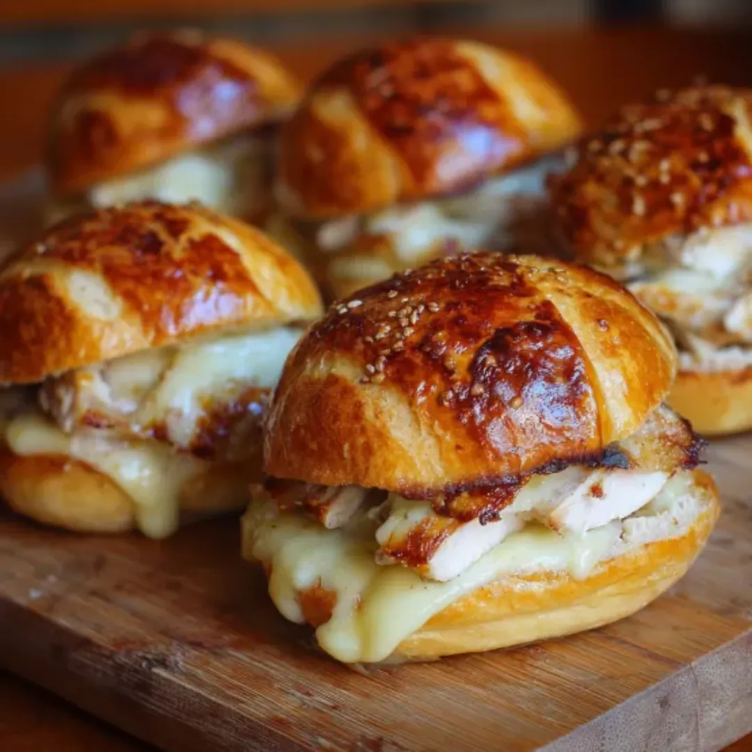 buns dynamite fromages au poulet dorés et fondants, débordant de fromage et parsemés.