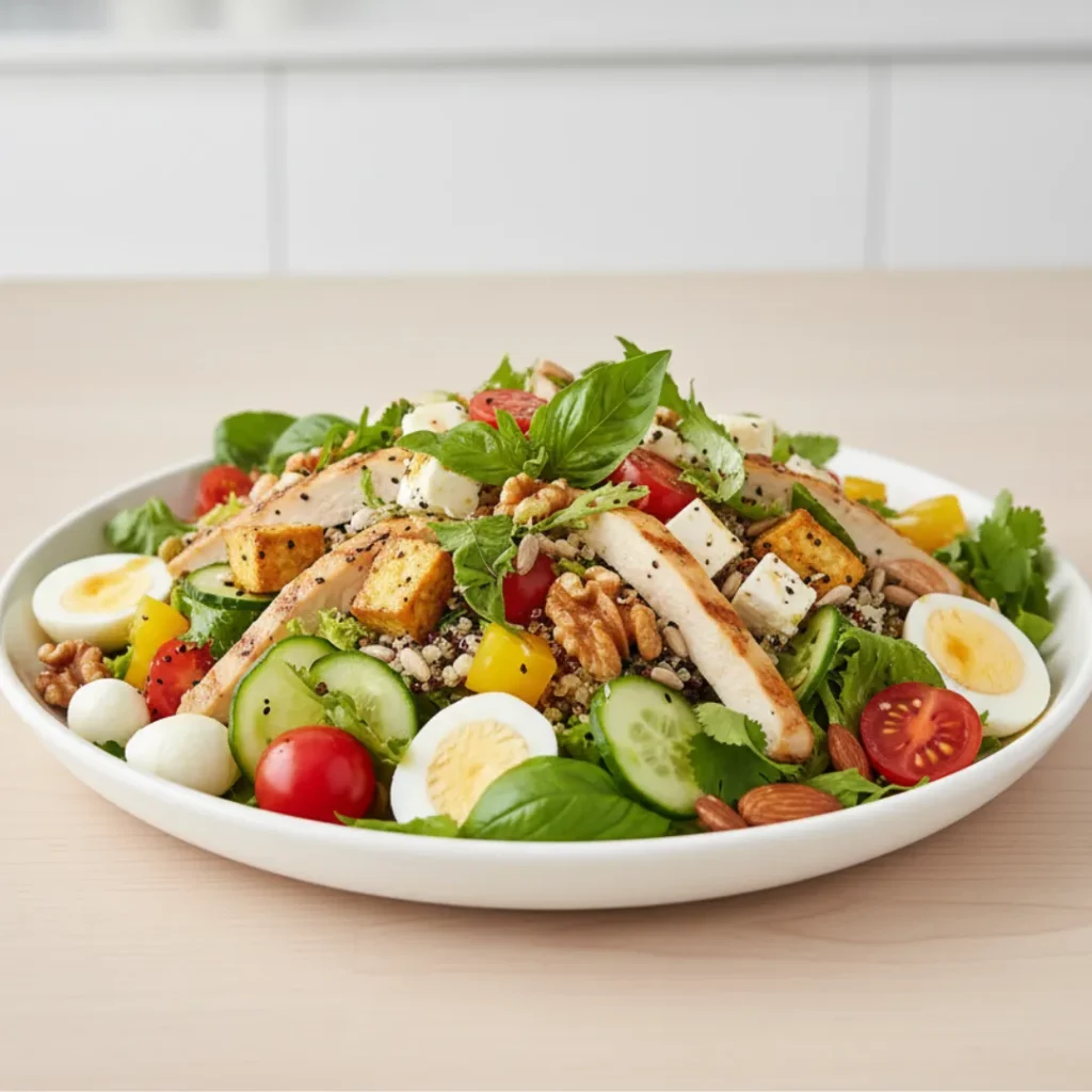 Salades Composées Originales : La Recette Étonnamment Facile 5 salade composee originale avec légumes frais protéines fromages céréales noix et vinaigrette