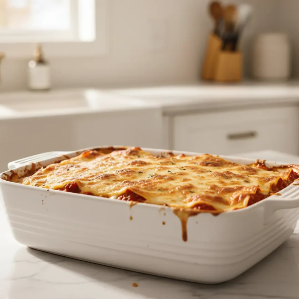Recettes de Cuisine Faciles: L'Ultimate Guide Simple 5 Plat de lasagnes gratinées avec couches visibles de viande, sauce tomate et béchamel