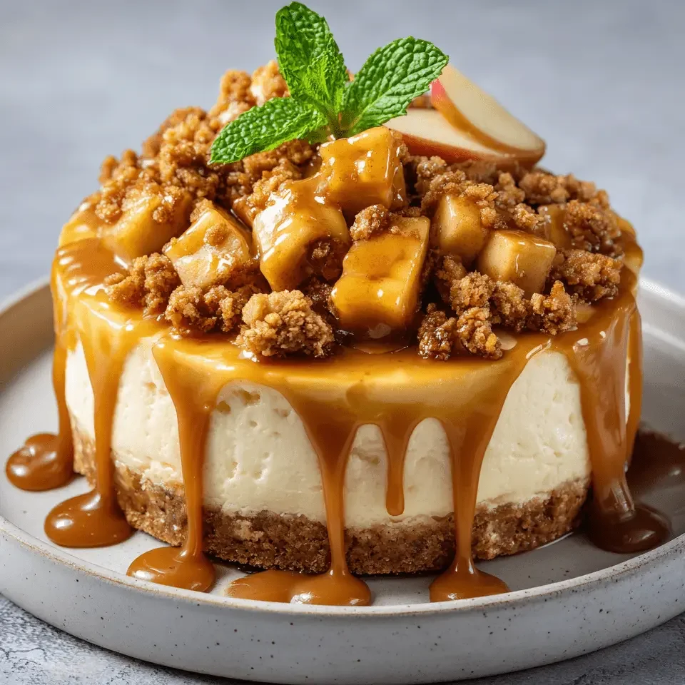 Mini cheesecake pomme caramel vanille gourmand, nappé de sauce caramel et garni de pommes caramélisées.