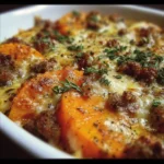 Gratin de haché et patate douce doré, savoureux et réconfortant
