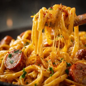Pâtes Crémeuses Cajun avec Saucisse de Boeuf