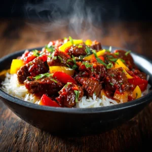 Serbisches Reisfleisch au bœuf, plat traditionnel.