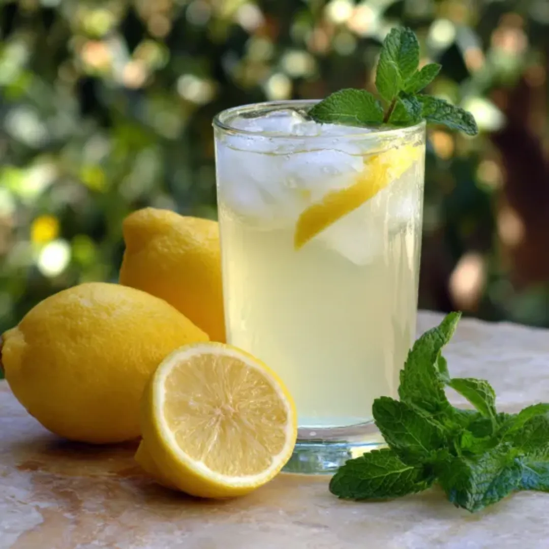 Limonade Maison rafraîchissante avec des citrons frais et de la menthe, parfait pour une journée ensoleillée.