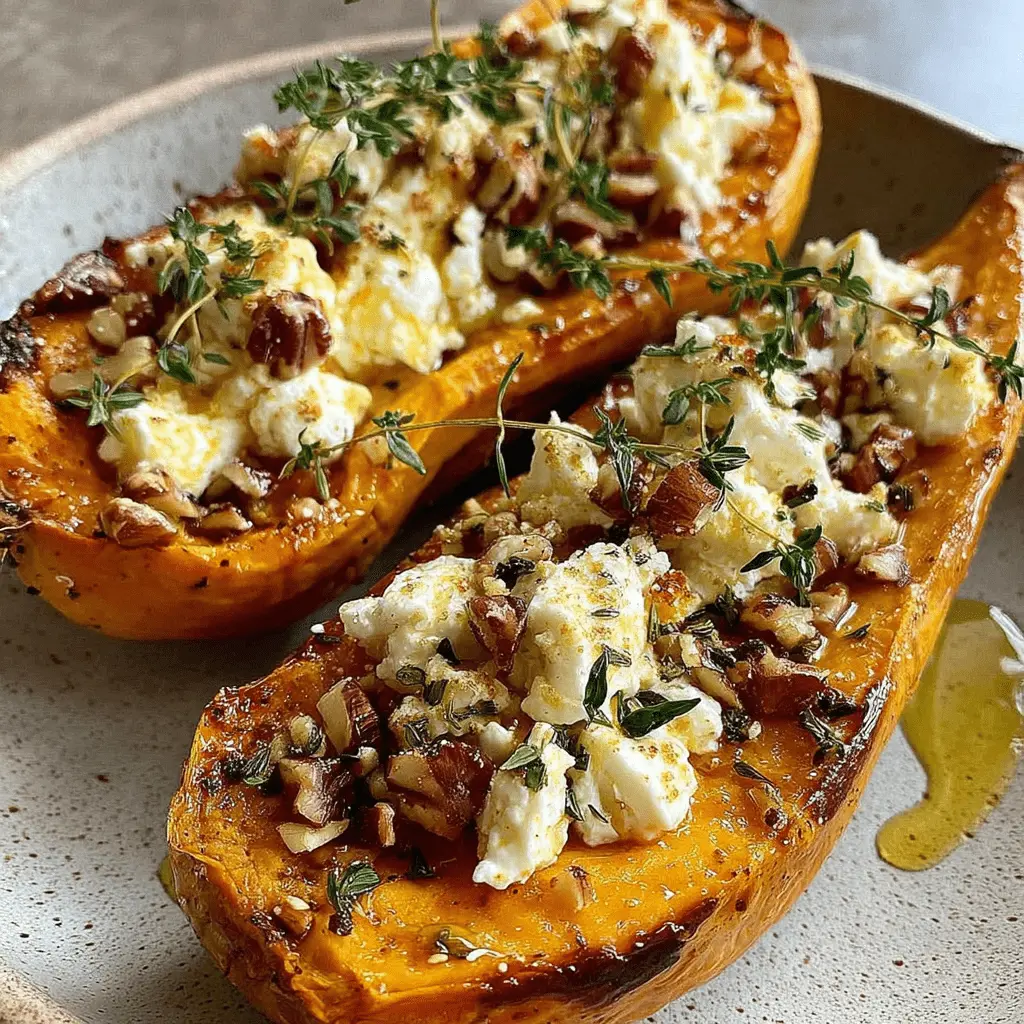 Patates Douces Rôties au Chèvre et Miel : La Recette Ultime 3 Patates douces rôties au chèvre et au miel, garnies d'herbes et de noix sur une assiette en céramique.
