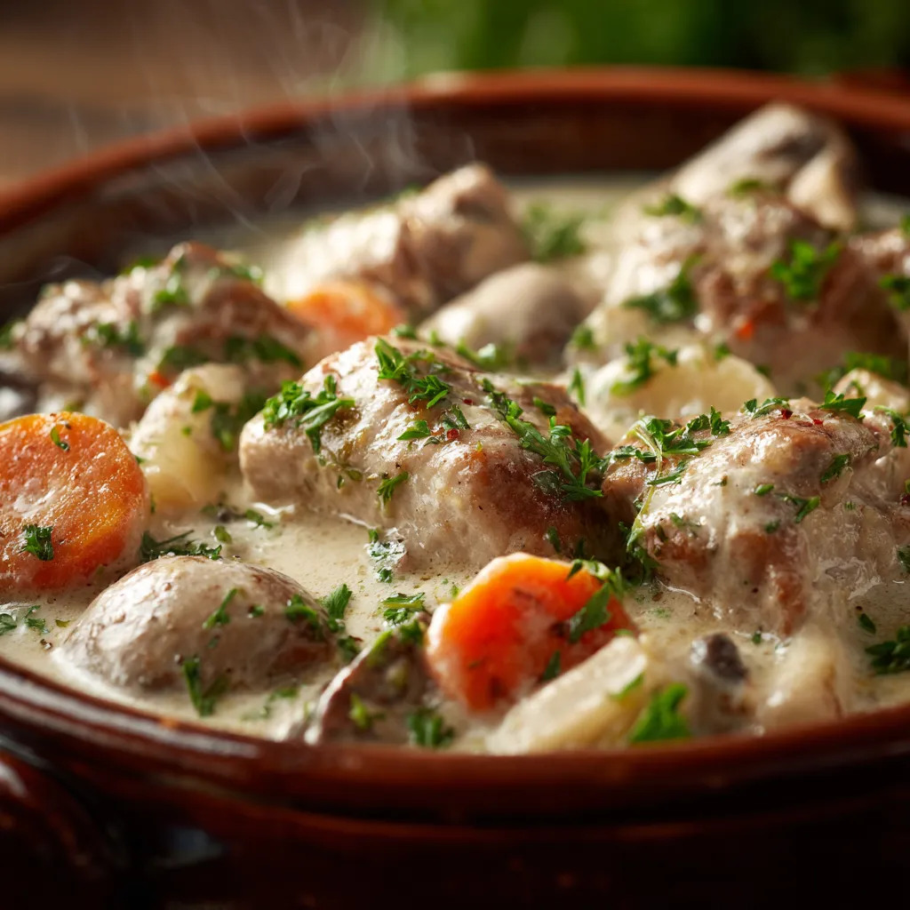 L'Ultime Blanquette De Veau Facile Et Délicieuse 2 Blanquette de veau traditionnelle servie bien chaude avec une sauce crémeuse.