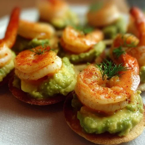 Blinis avocat crevettes 3 Blinis avocat avec crevettes, un apéritif élégant et savoureux.