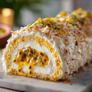 L'Ultime Bûche Coco Passion et Citron Vert Facile 5 Bûche Coco Passion et Citron Vert, au fruit de la passion et au citron vert.