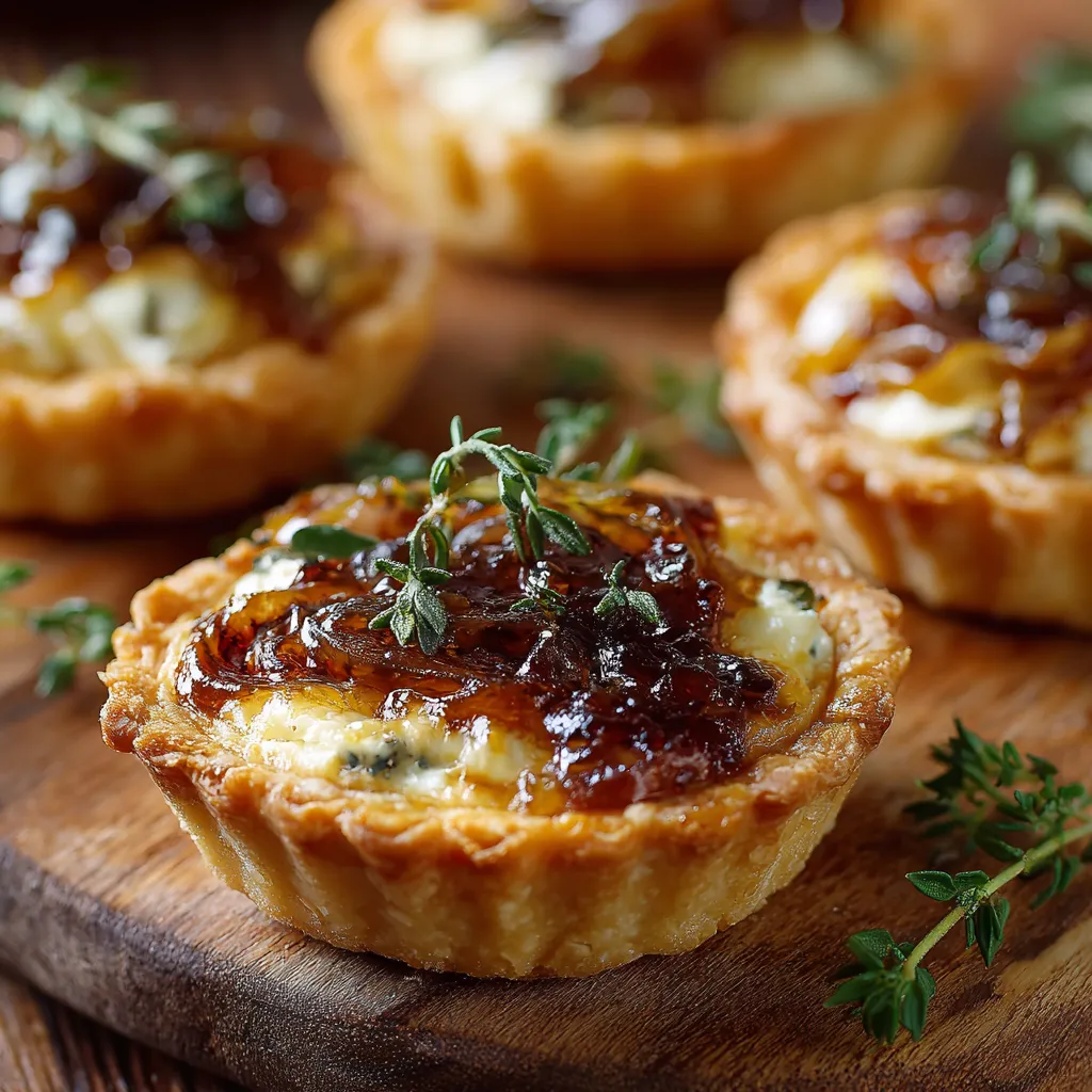 Irrésistibles Mini Tartelettes Chèvre Miel & Oignon Caramélisé 3 Mini tartelettes au chèvre miel avec oignons caramélisés.