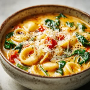 Soupe crémeuse italienne servie dans un bol rustique.