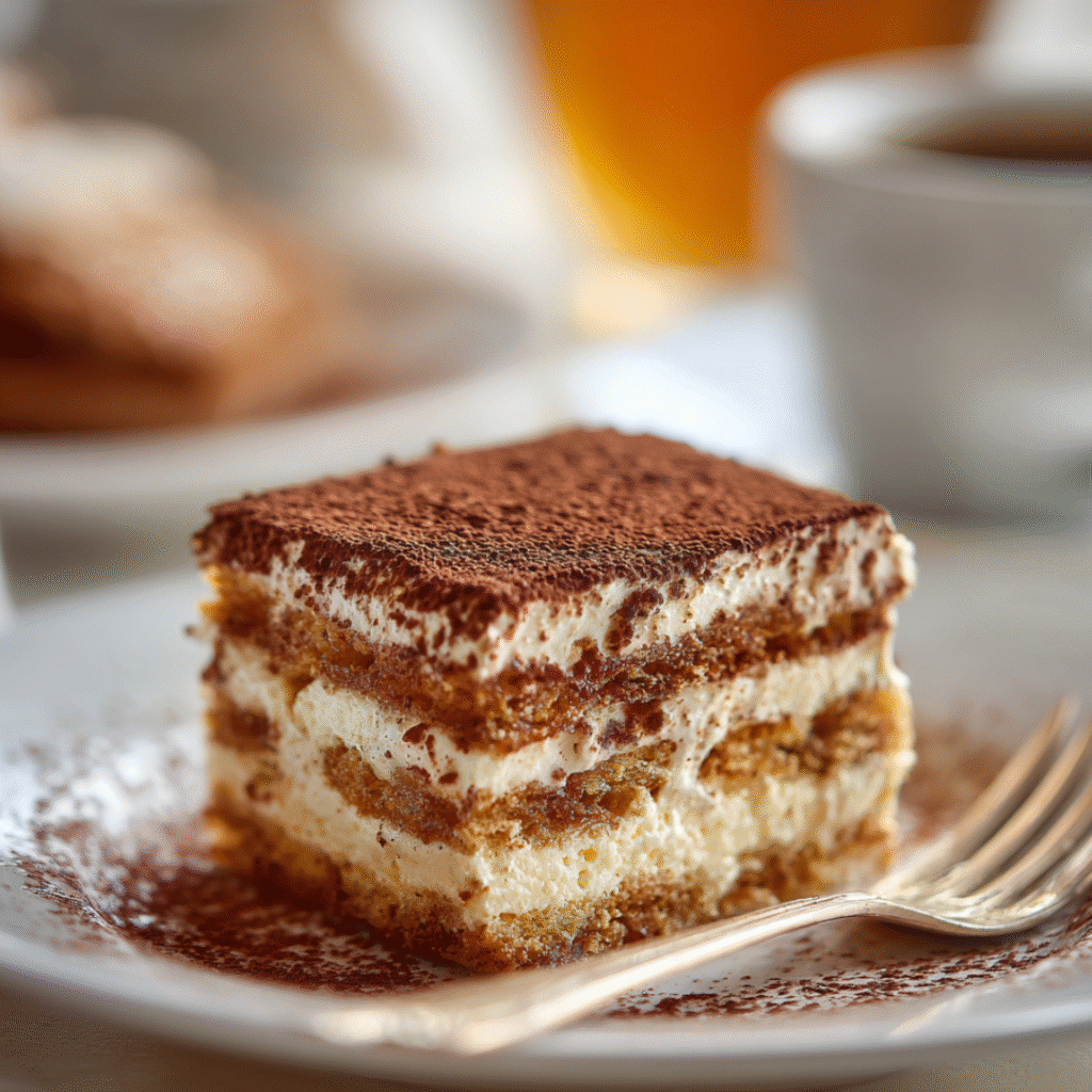 Gâteau Petit Beurre au Café sans cuisson avec couches de crème au café onctueuse.