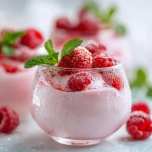 Mousse litchi onctueuse servie en verrines.