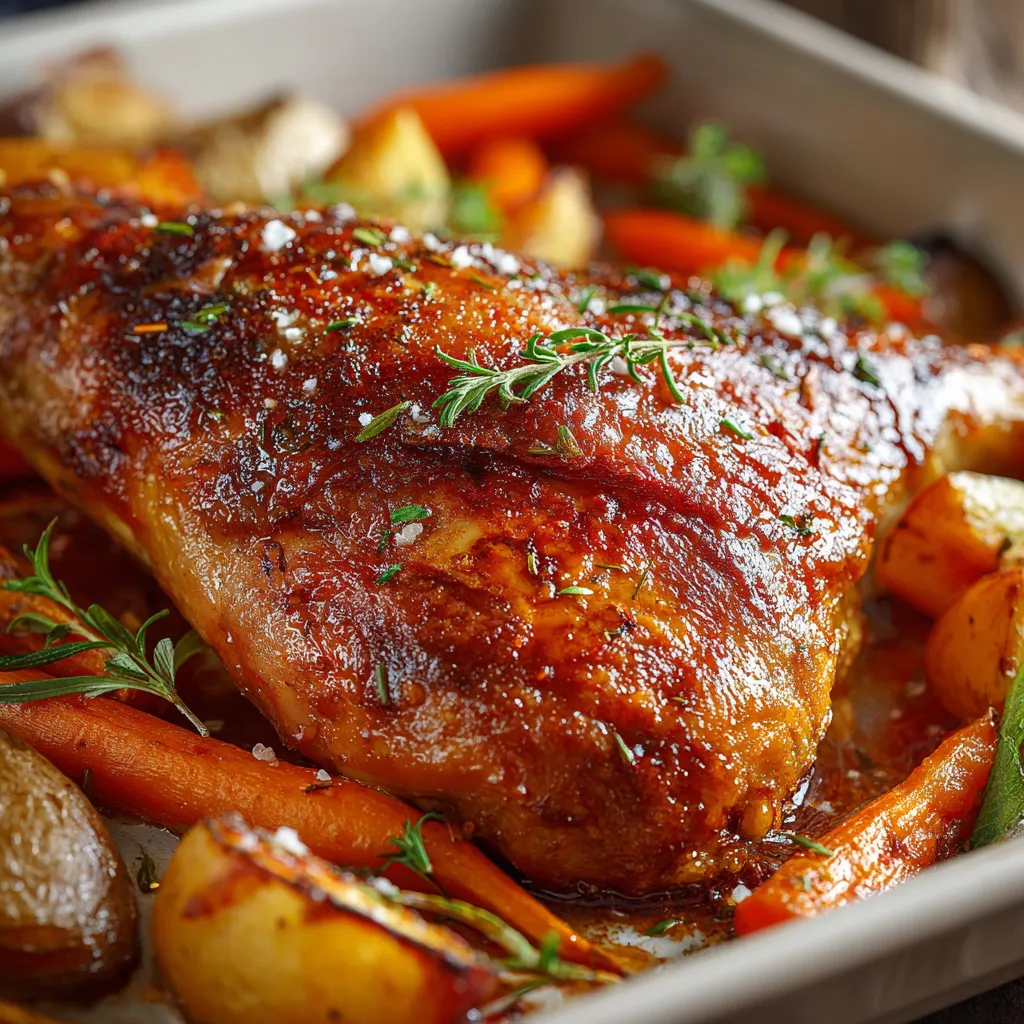 Cuisse de dinde au four juteuse et croustillante.