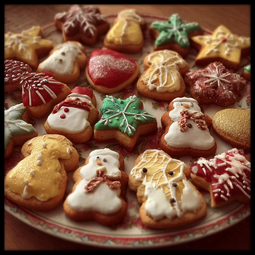 Biscuits de Noël décorés sur une assiette festive