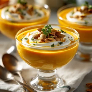 verrines de velouté de butternut crémeux.
