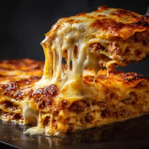 Lasagnes à la bolognaise maison avec sauce riche.