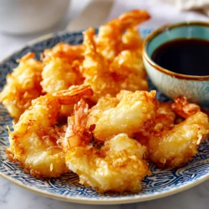 Tempura de Crevettes: Le Secret d'un Croustillant Magique 5 Tempura de crevettes croustillantes servies.