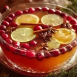 Verre de Punch de Noël avec épices et fruits frais