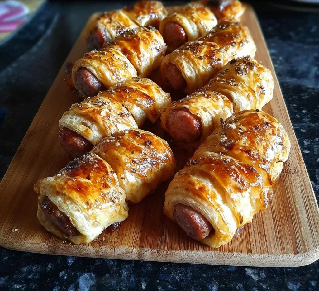 Roulés de feuilletés aux saucisses