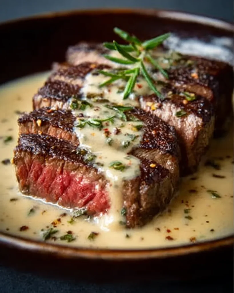 Bifteck avec sauce à l&rsquo;ail crémeuse