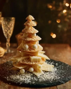 Arbre Festif au Mille-Feuille de Parmesan et Fromage Frais