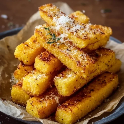 Bâtonnets croustillants de polenta au parmesan dorés et appétissants