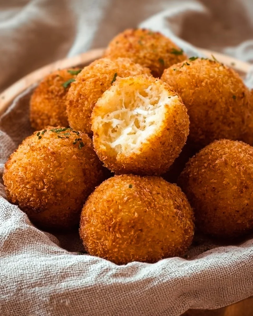 Boulettes de riz italiennes garnies servies dans une assiette